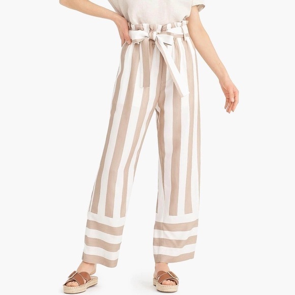J. Crew Point Sur Stripe Paperbag Waist Pants - Picture 1 of 14